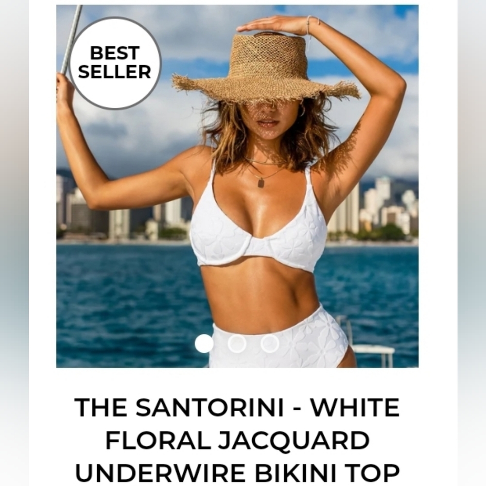 Kenny Flowers White Floral Jacquard Bikini Top